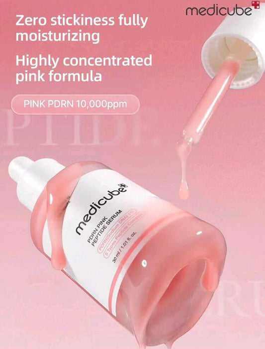 Medicube 30ml Korean Cosmetics Salmon DNA PDRN Pink Peptide Essence, Brightening Essence, Peptide, Niacinamide, Skin Tone Improvement | Evens Skin Tone, Moisturizing, Firming, Improves Uneven Skin Tone, Korean Skincare